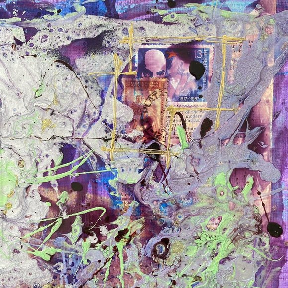 Original Art “Summer Pop 1987” Artwork Mixed Media Painting Frame Ready 12”x12” - Picture 4 of 6